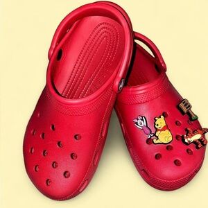 Red Clogs with Cartoon Characters